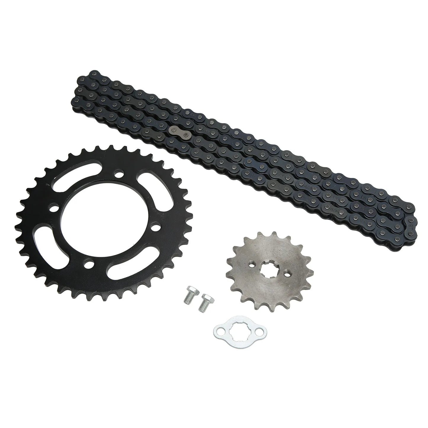 420 Chain Sprocket Kit 420 Chain 155mm 37T Rear 420 17T Front Sprocket for 50cc to 125cc Dirt Mini Bikes ATV Go Kart