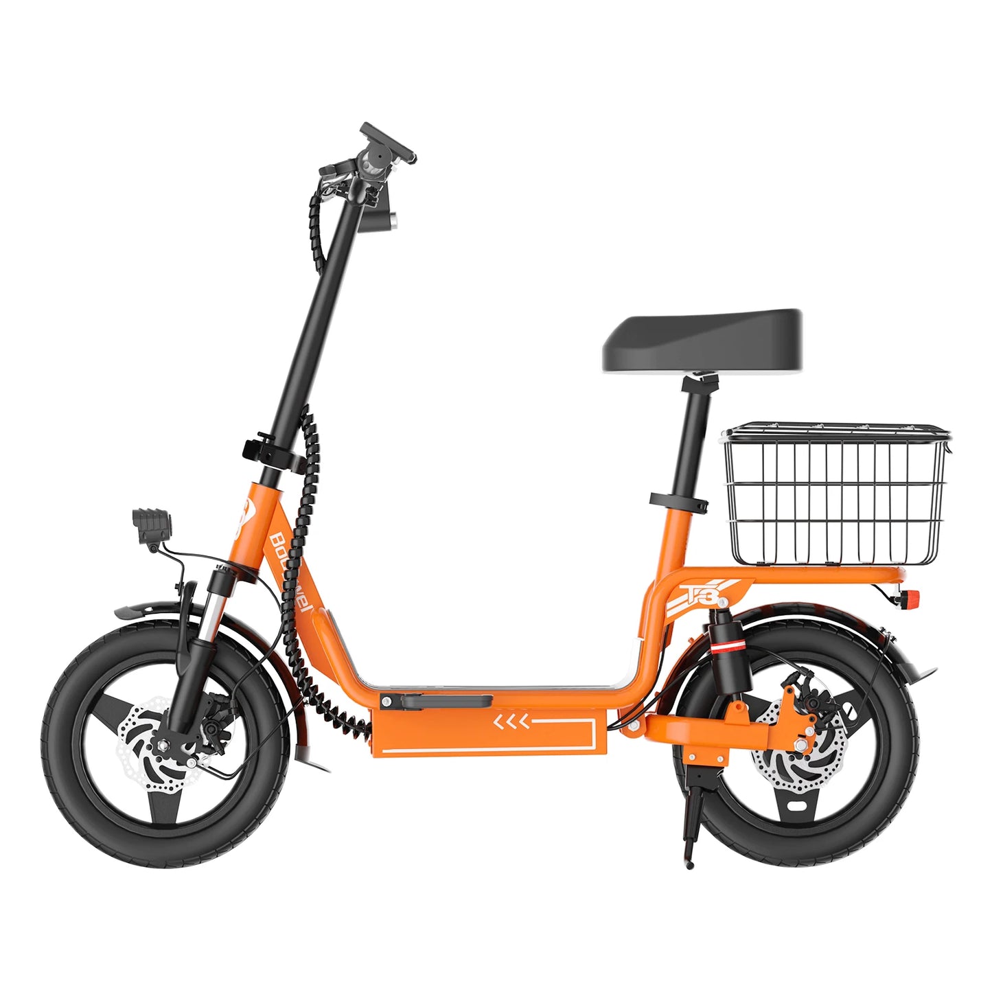 1000W Folding Electric Bike with Seat, Rear Basket