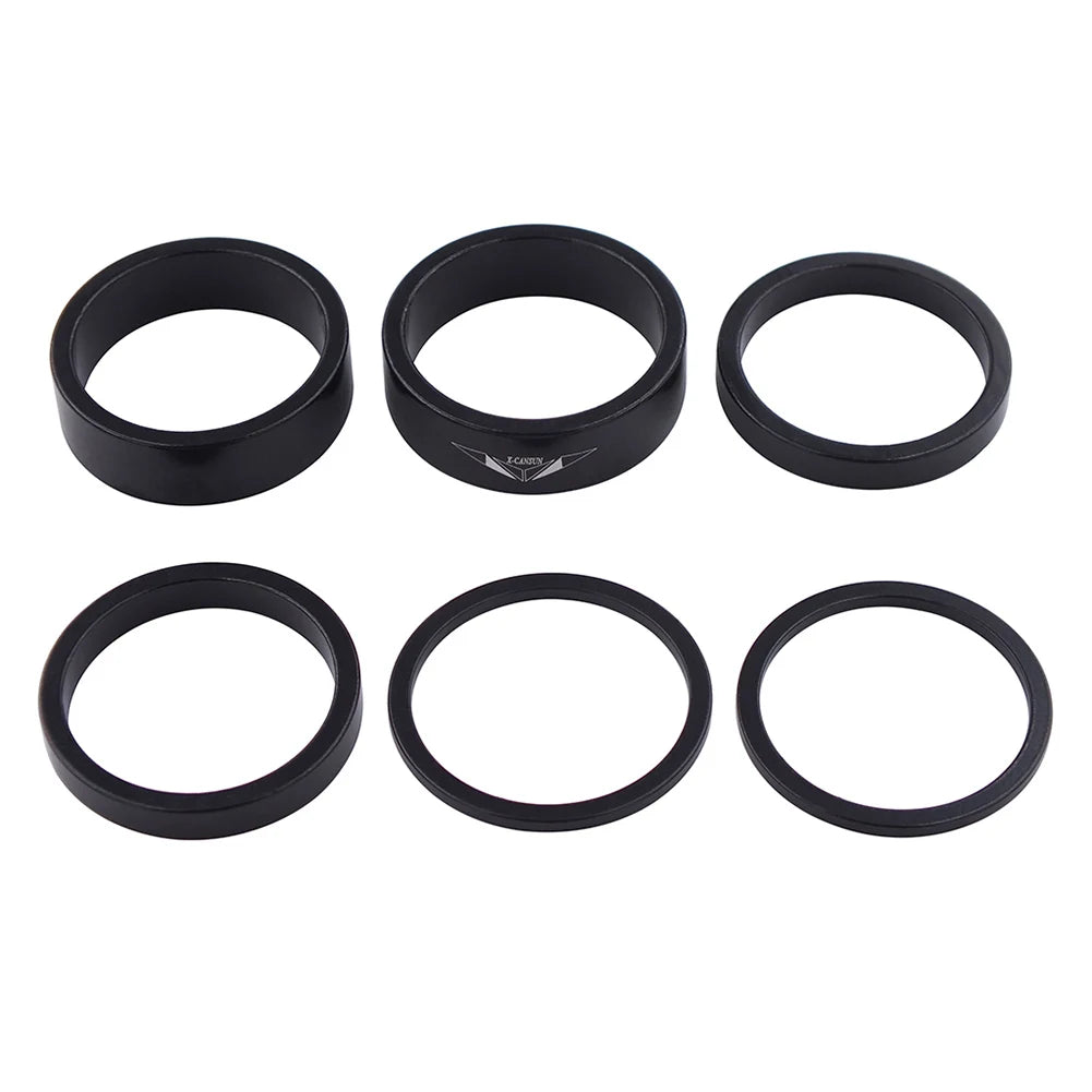 6Pcs Bike Fork Washer Set 2/5/10mm Bicycle Headset Spacer Bike Headset Stem Spacers Aluminum Alloy for 28.6mm Front Fork Bike