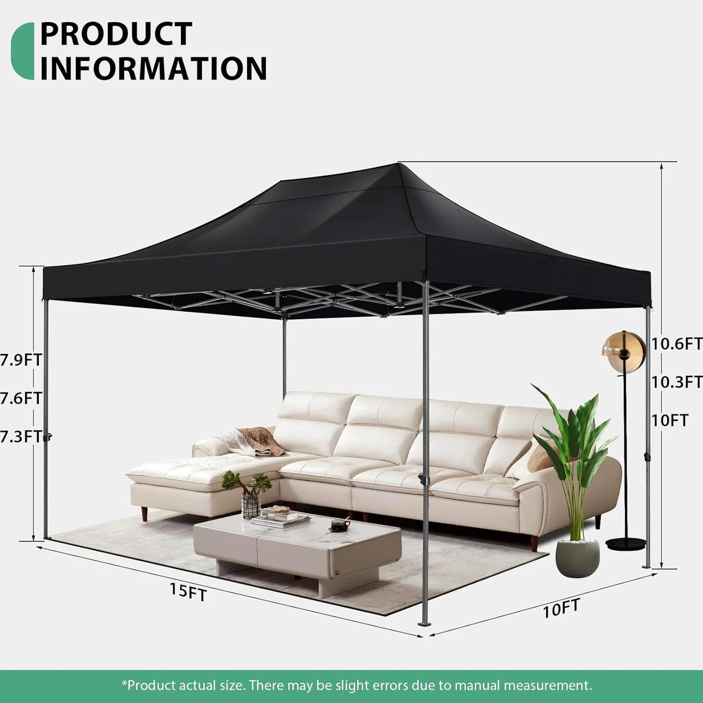 10'x15' Commercial Grade Pop Up Canopy, Heavy Duty