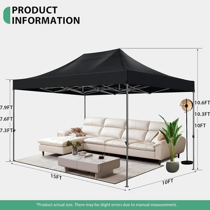 10'x15' Commercial Grade Pop Up Canopy, Heavy Duty