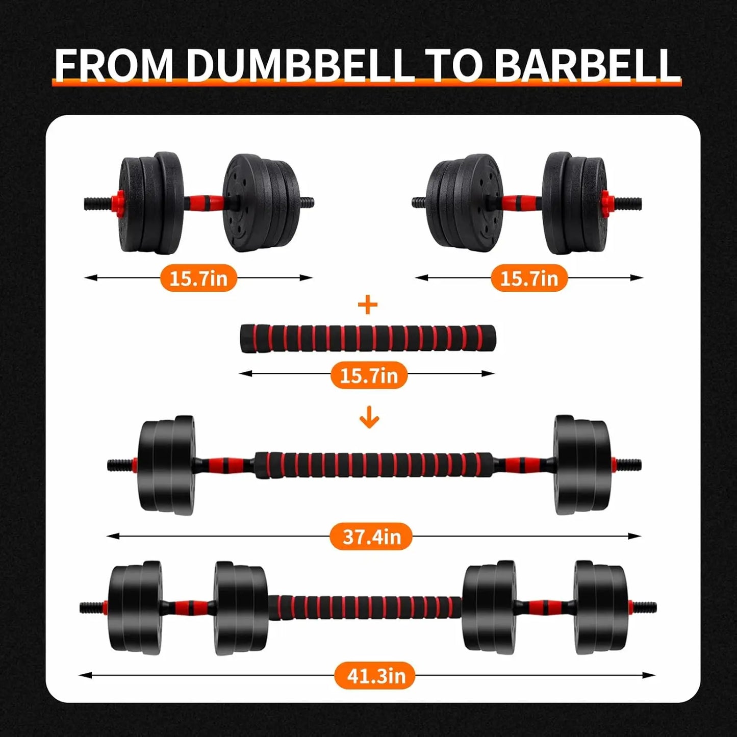 5-44lbs Adjustable Dumbbell to Barbell Set Home Gym