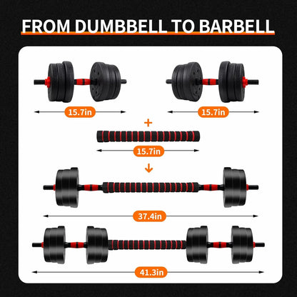 5-44lbs Adjustable Dumbbell to Barbell Set Home Gym