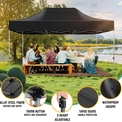 10'x15' Commercial Grade Pop Up Canopy, Heavy Duty