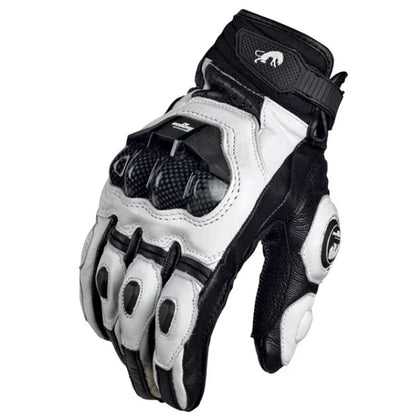 Motorcycle Gloves Genuine Leather  White Road Riding Team
