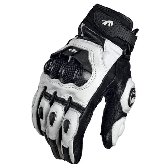 Motorcycle Gloves Genuine Leather  White Road Riding Team