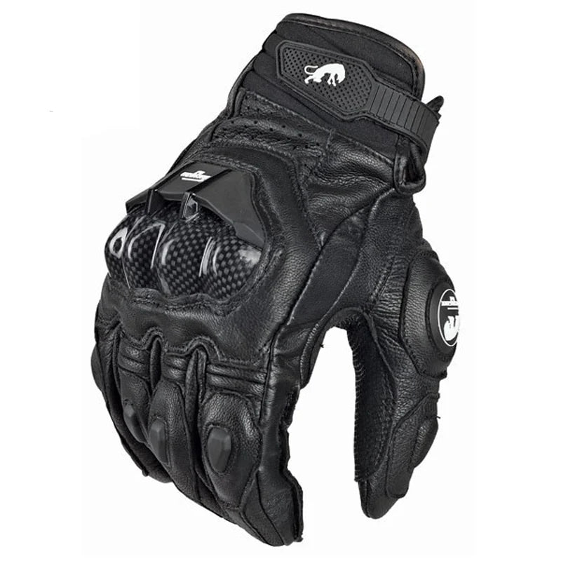 Motorcycle Gloves Genuine Leather  White Road Riding Team