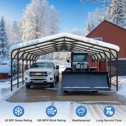 10x15~20x40FT Multi-Size Heavy Duty Garage Galvanized Car Shelter