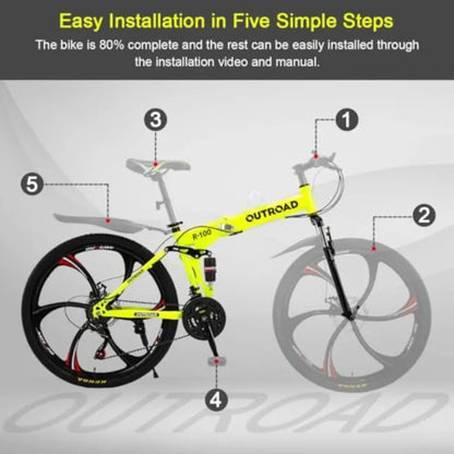 26 Inch Folding Mountain Bike 21 Speed Full Suspension