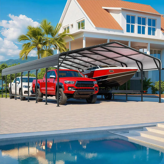 10x15~20x40FT Multi-Size Heavy Duty Garage Galvanized Car Shelter