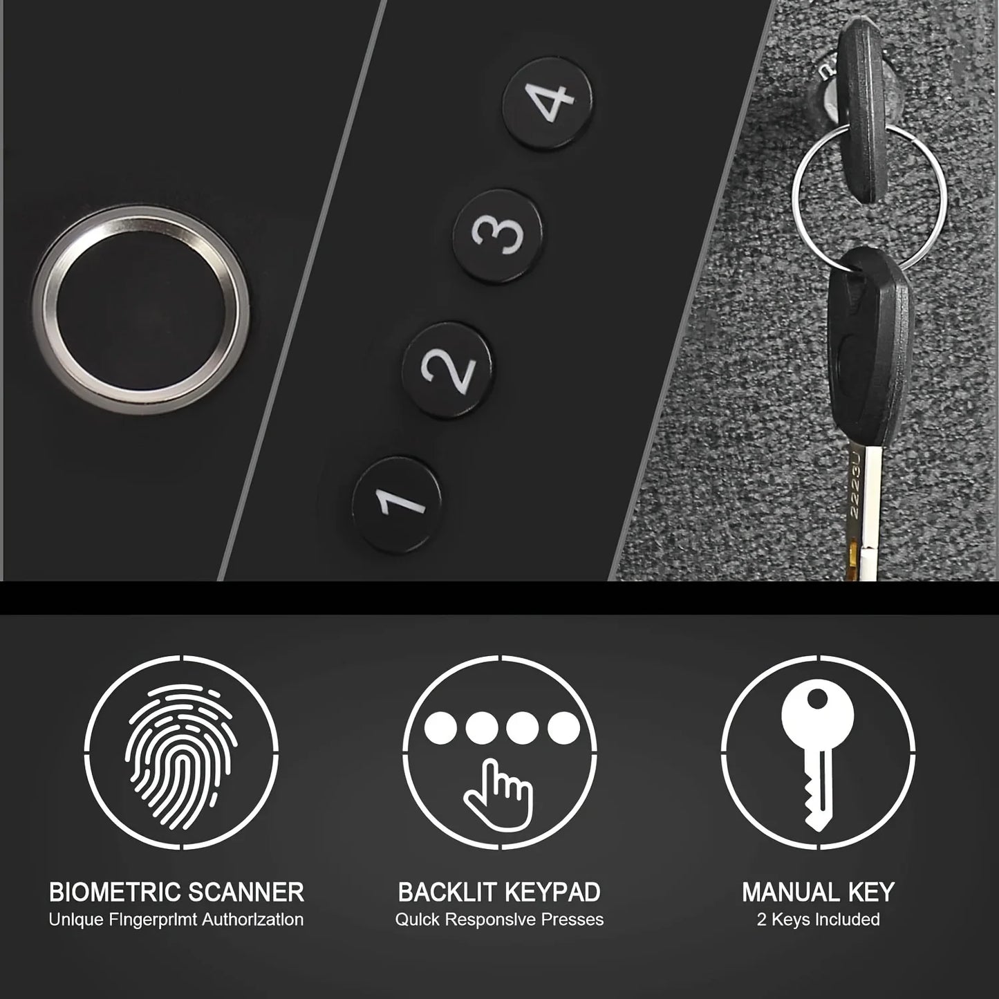 Handgun pistol Safe fingerprint scanner to unlock
