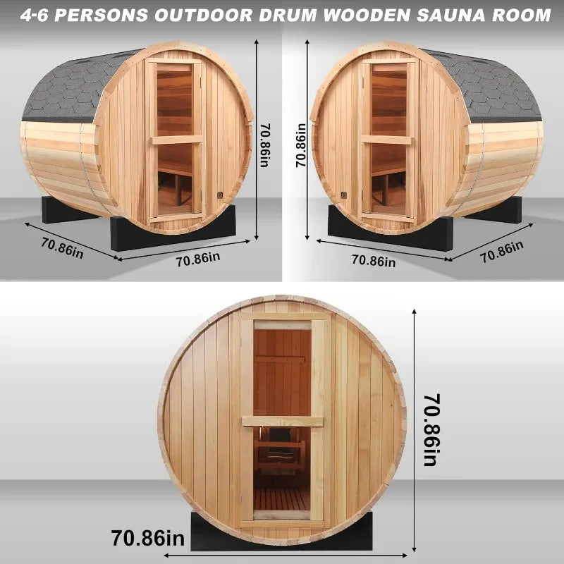 Outdoor Barrel Steam Sauna, 6-8Person  Electric Heater