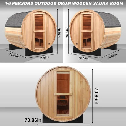 Outdoor Barrel Steam Sauna, 6-8Person  Electric Heater