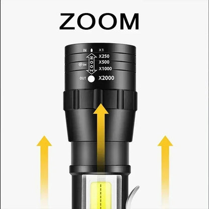 Portable Rechargeable LED Flashlight with Side Light
