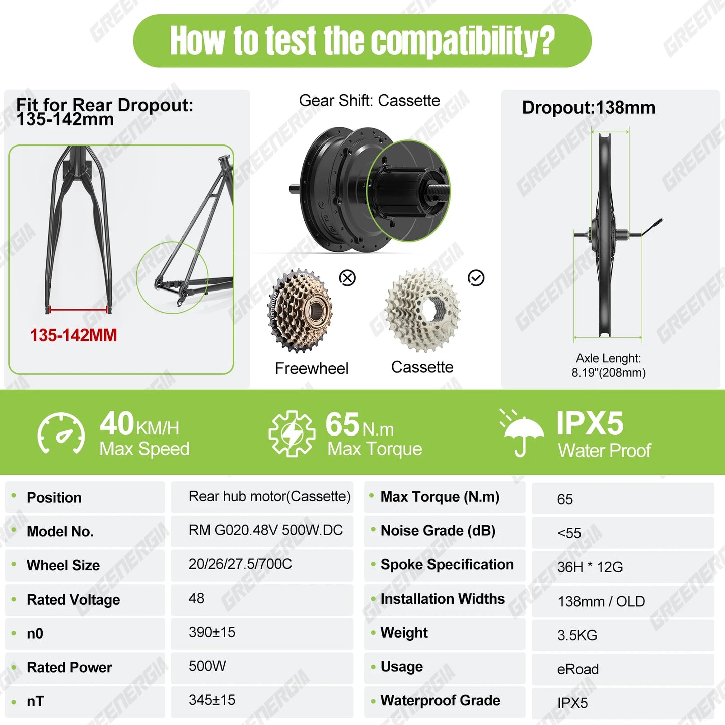 Bafang 750W 500W 48V Front Rear Hub Motor Ebike Conversion Kit