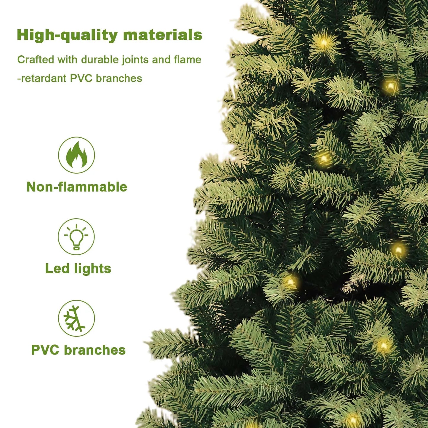 6-7ft Pre-Lit Christmas Tree LED Lights, 8 Modes