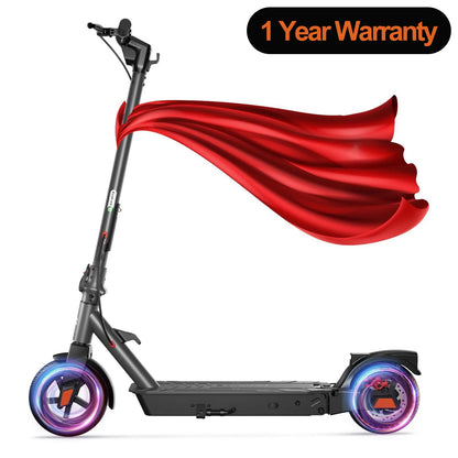 Electric Scooter: 500W motor, top speed 25MPH, range 20 miles, 8.5"" tires.