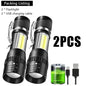 Portable Rechargeable LED Flashlight with Side Light