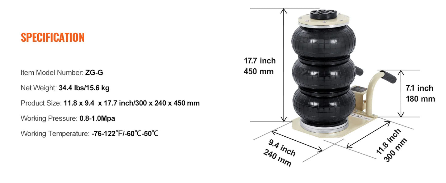 Car air Jack Heavy Duty 3 ton capacity