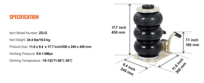 Car air Jack Heavy Duty 3 ton capacity