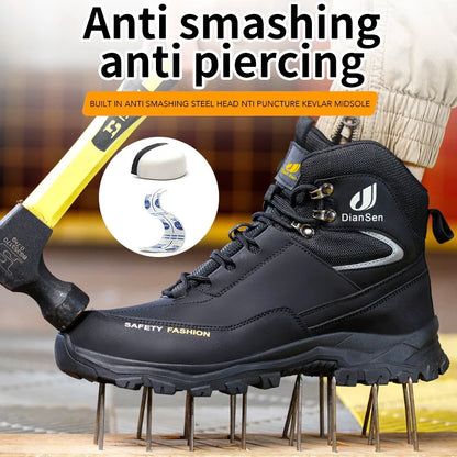 Steel Toe Work Boots High Top Anti-Puncture
