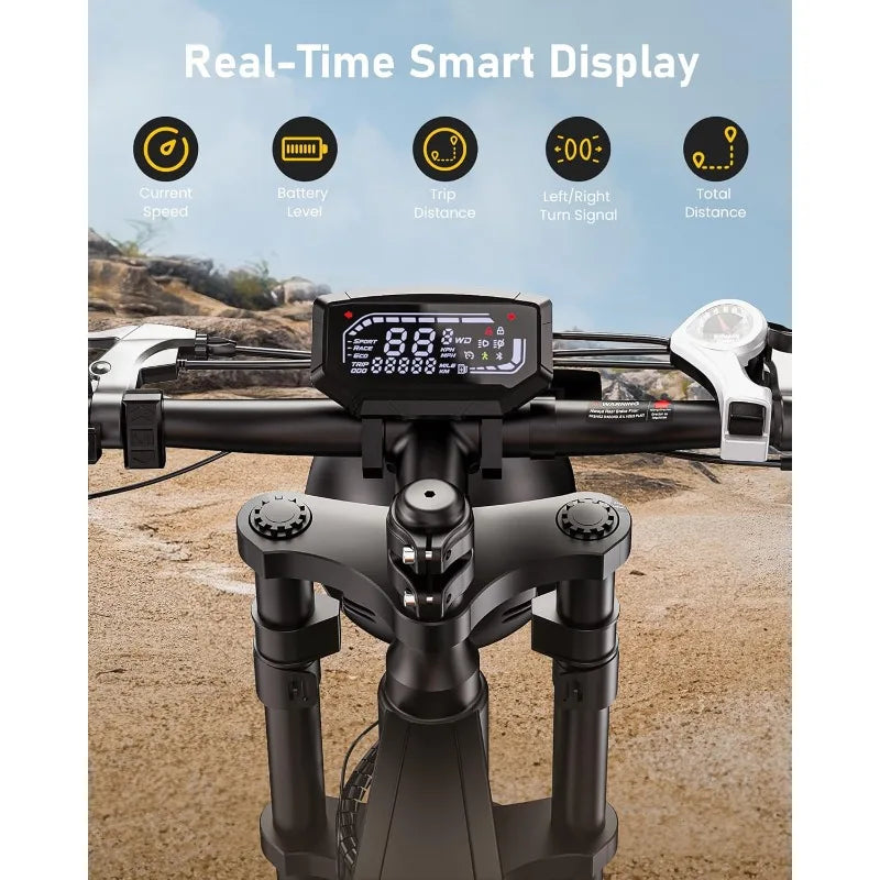 750/1500W Ebike 20/28MPH, 55-75 Miles Electric Motorcycle with 10.4/13AH Battery 20 INCH