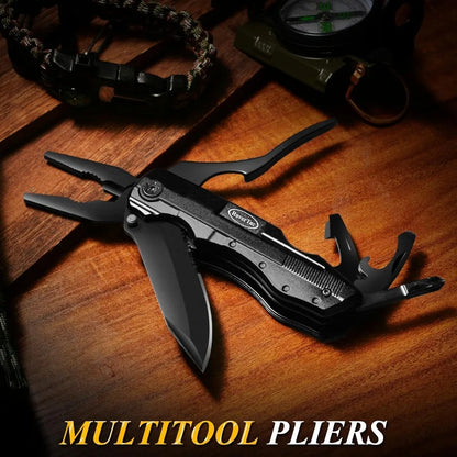 15in1 Folding Pocket Knife Multitool w/ Safety Lock Mechanism