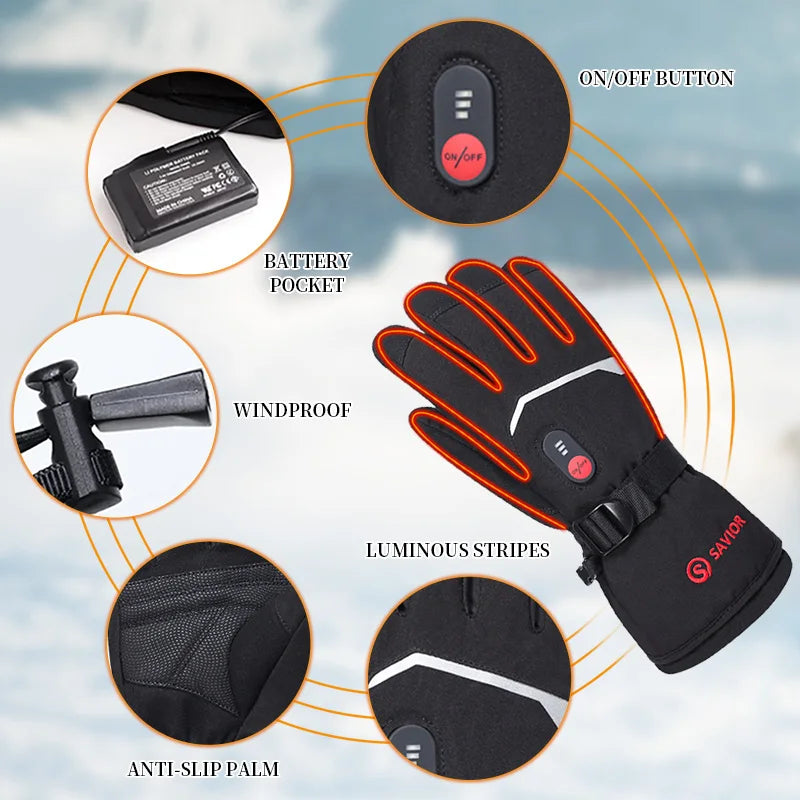 Heated leather Motorcycle Gloves 3 Shift Temperature Control