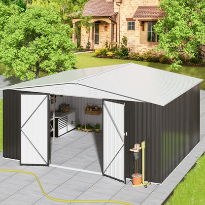 10x12/12x14FT Galvanized Steel Storage Shed Heavy Duty Lockable