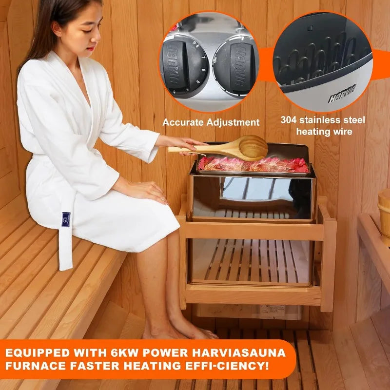 Outdoor Barrel Steam Sauna, 6-8Person  Electric Heater