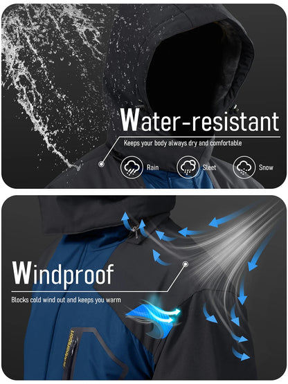 Men's Water Resistant fleece Ski Jacket With Hood