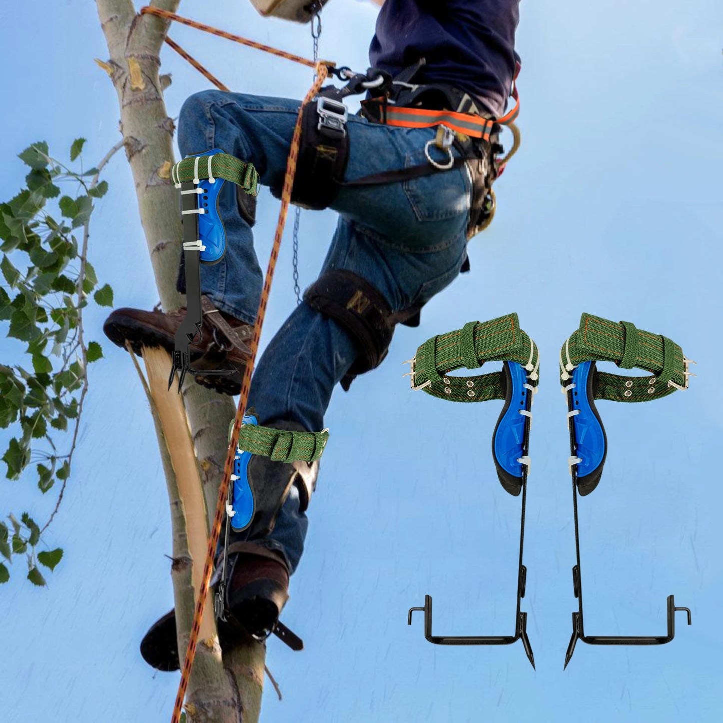 Tree Climbing Spikes w/safety belt for Non-Slip