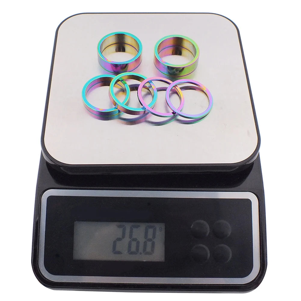 6Pcs Bike Fork Washer Set 2/5/10mm Bicycle Headset Spacer Bike Headset Stem Spacers Aluminum Alloy for 28.6mm Front Fork Bike