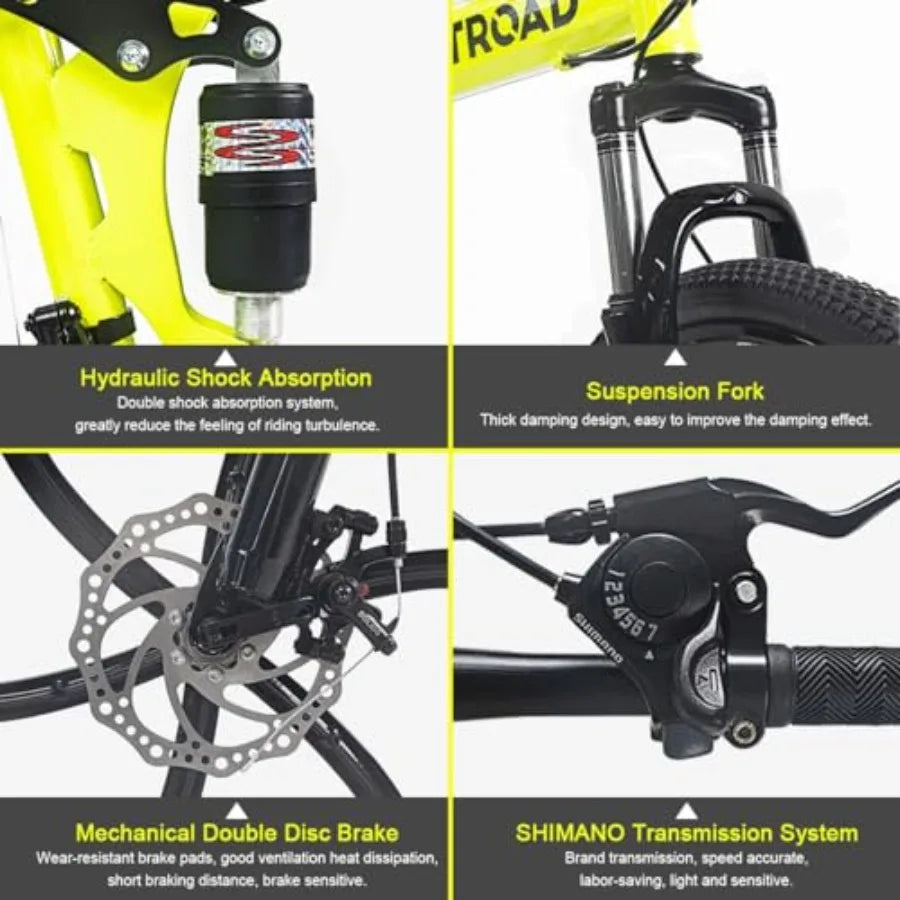 26 Inch Folding Mountain Bike 21 Speed Full Suspension