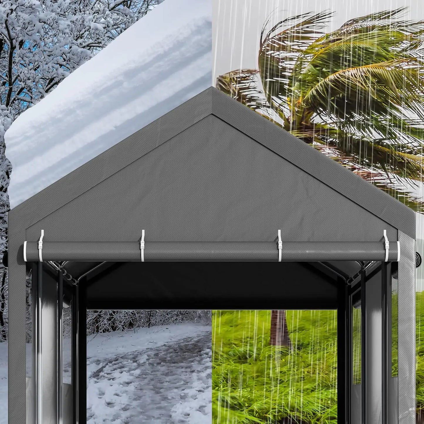 12x20 ft Heavy Duty Carport with Roll-up Windows,