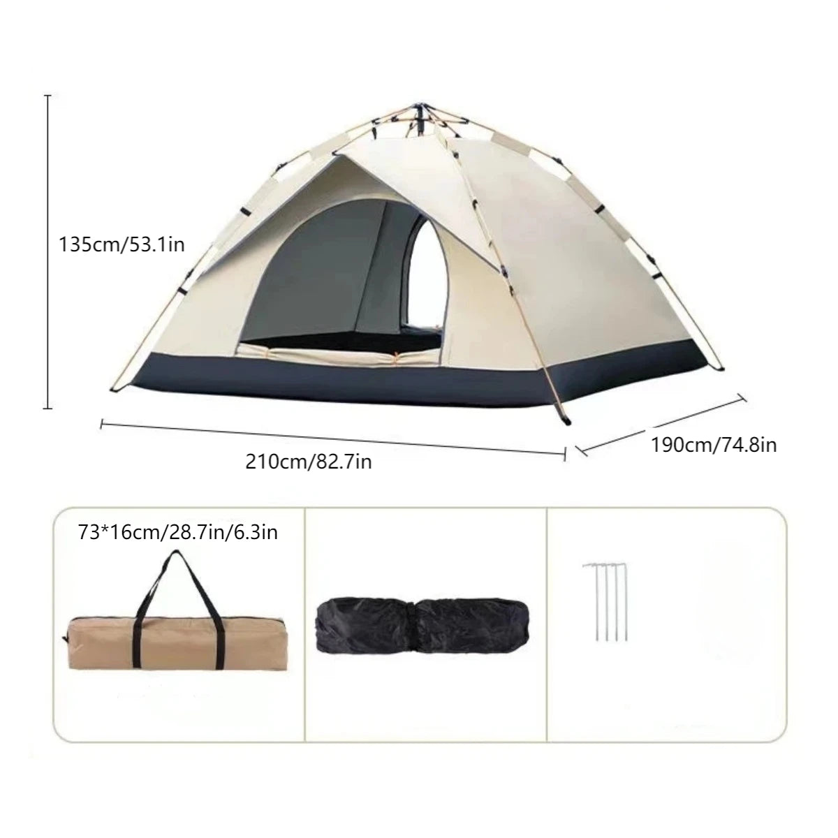 Automatic Quick-opening Tent with Two windowless doors