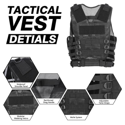 Tactical Vest - Multi-Pocket for Airsoft, Hunting,