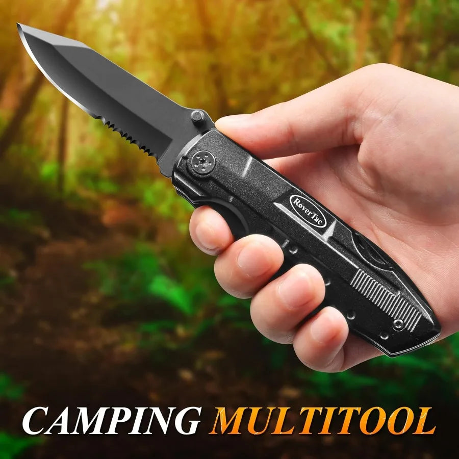 15in1 Folding Pocket Knife Multitool w/ Safety Lock Mechanism