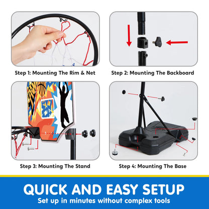 2.8-6.2 ft Adjustable Kids Basketball Hoop with 4 Balls Toddler I