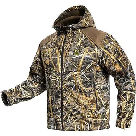 Quiet Hunting Jacket Softshell Fleece-Lined Camouflage