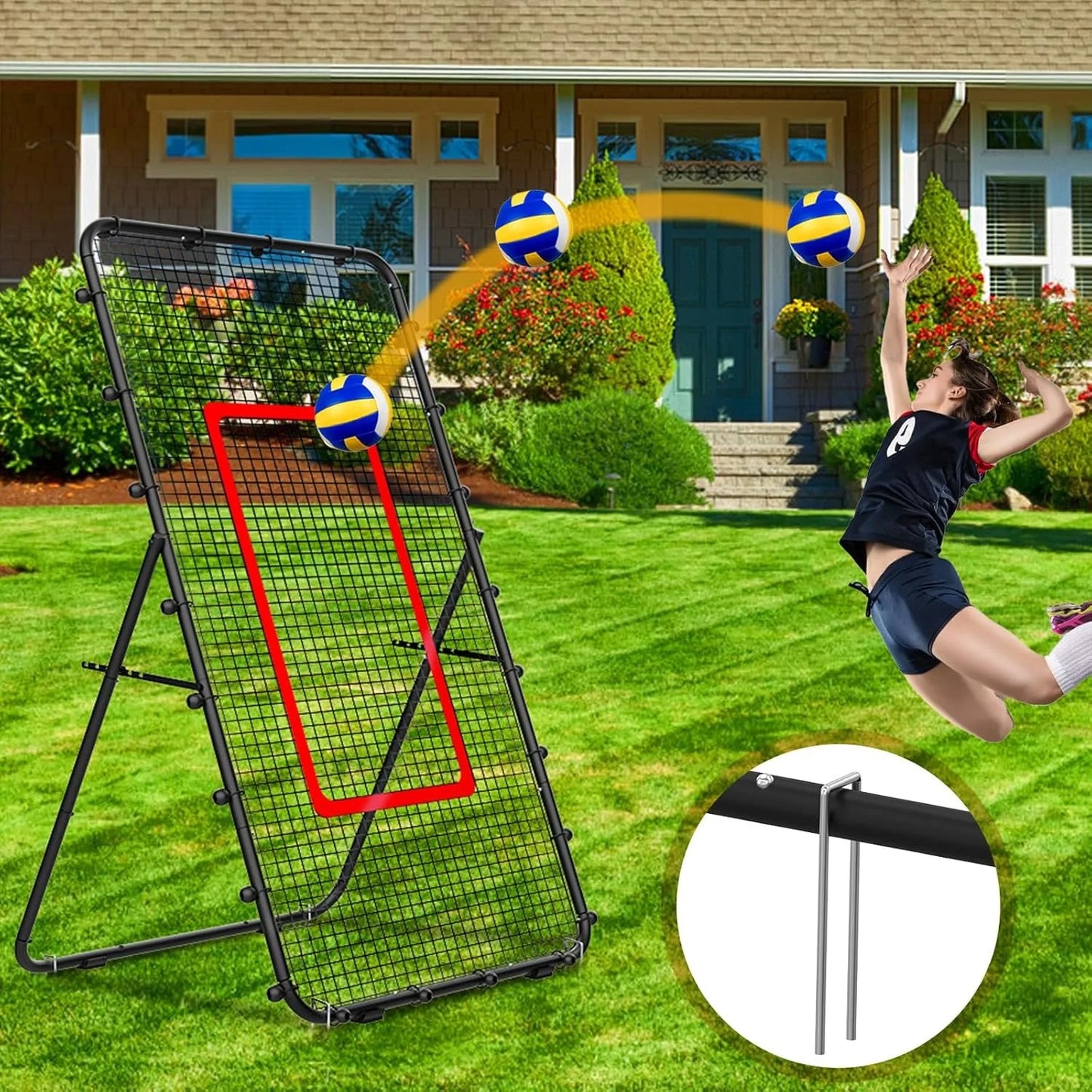 Adjustable 7x4ft  Multi-Sport Rebounder for , Backyard Hitting & Serving Practice