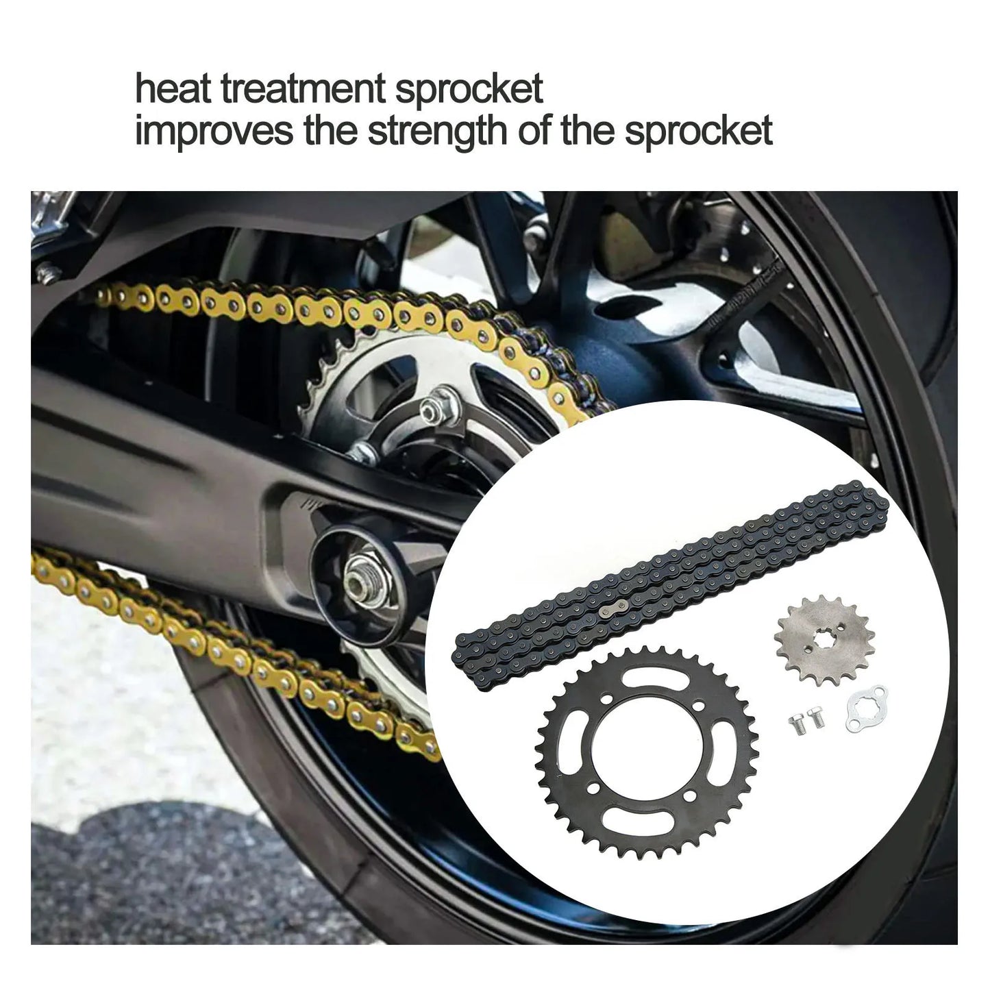 420 Chain Sprocket Kit 420 Chain 155mm 37T Rear 420 17T Front Sprocket  for 50cc to 125cc Dirt Mini Bikes ATV Go Kart