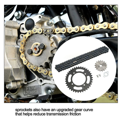 420 Chain Sprocket Kit 420 Chain 155mm 37T Rear 420 17T Front Sprocket  for 50cc to 125cc Dirt Mini Bikes ATV Go Kart