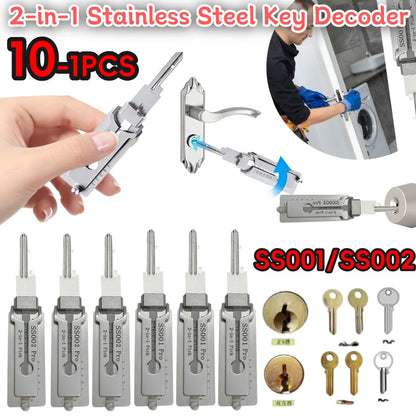 2-in-1 Stainless Steel Key Decoder Portable Precision Hook Tool