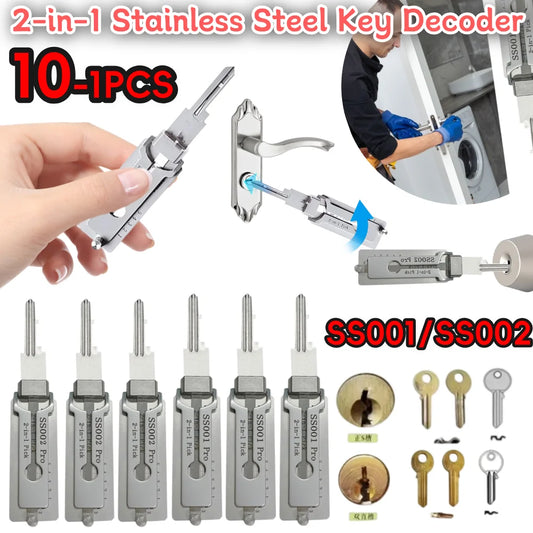 2-in-1 Stainless Steel Key Decoder Portable Precision Hook Tool