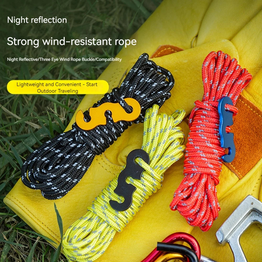 8 Pack 3mm Windproof reflective Tent Rope  camping outdoor
