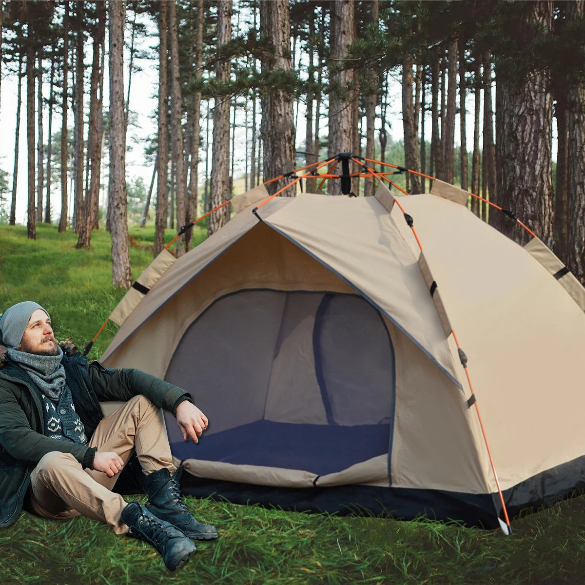 Automatic Quick-opening Tent with Two windowless doors