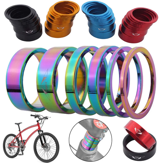 6Pcs Bike Fork Washer Set 2/5/10mm Bicycle Headset Spacer Bike Headset Stem Spacers Aluminum Alloy for 28.6mm Front Fork Bike