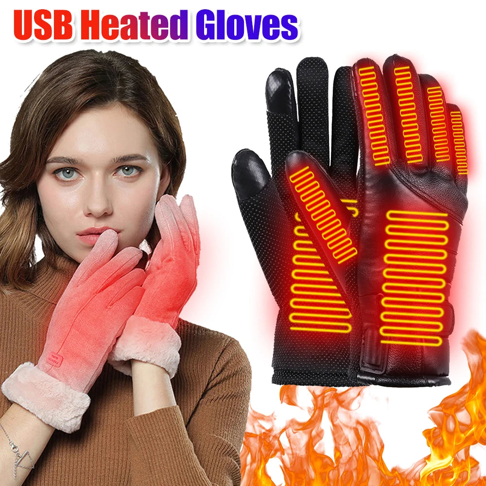 Electric Heated Gloves Men Women USB plug-in
