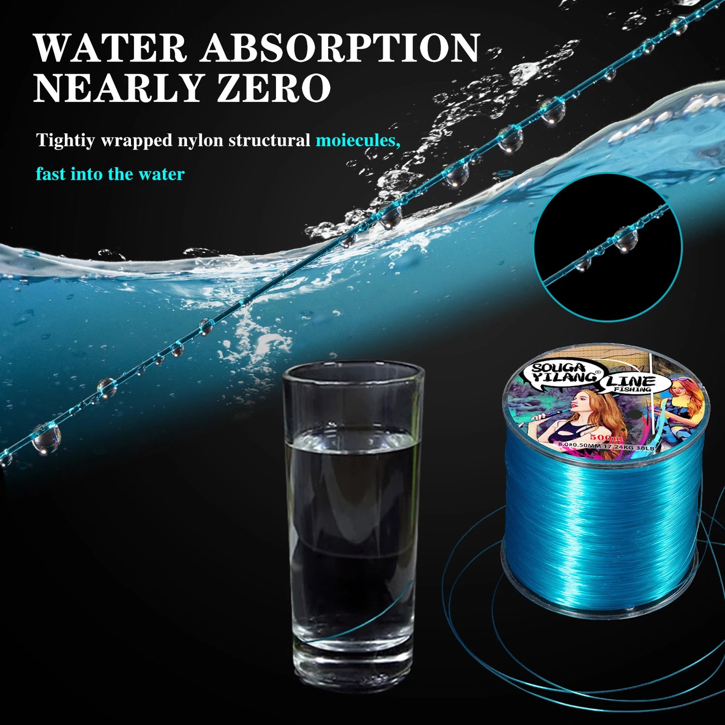 100m 500m Nylon Fishing Line  Super Strong Monofilament for salt or fresh water